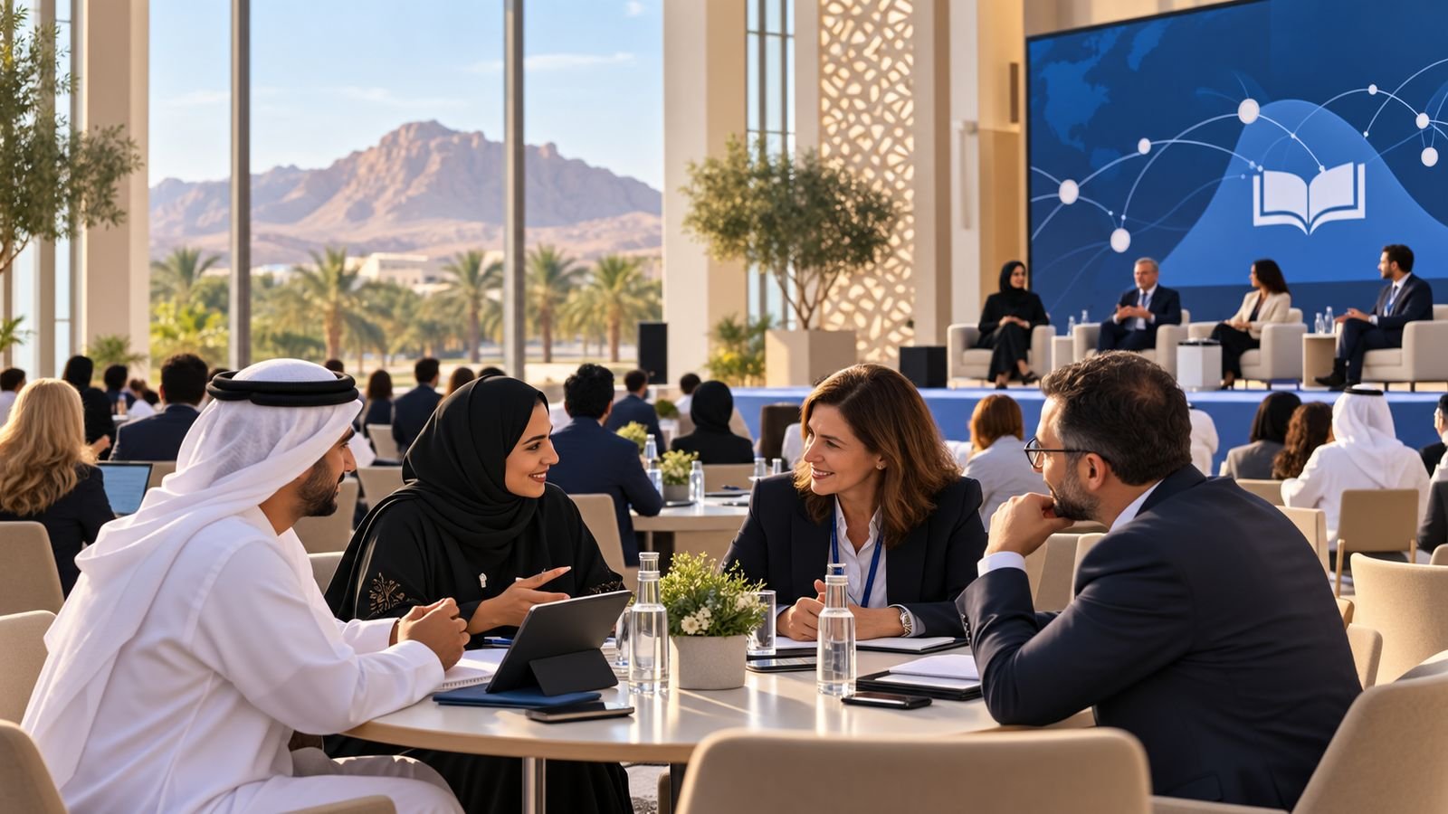 Elevate MENA Symposium 2026 – illustration of academics in a teaching excellence workshop in Al Ain